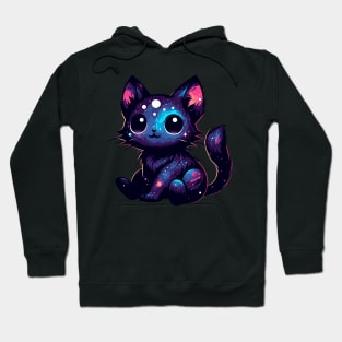 Kawaii Cosmic Cat in Stars Hoodie